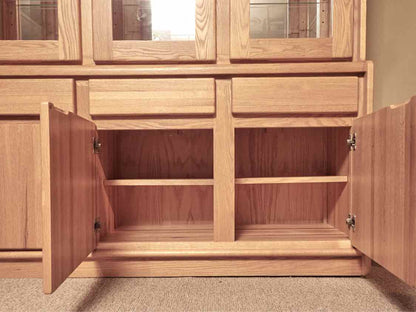 Vermont Hale  Oak Glass Doors  3 Drawer 3 Door & Glass Shelves  Hutch