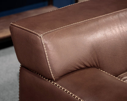 Roche Bobois Two Cushion Chocolate Brown Leather Sofa