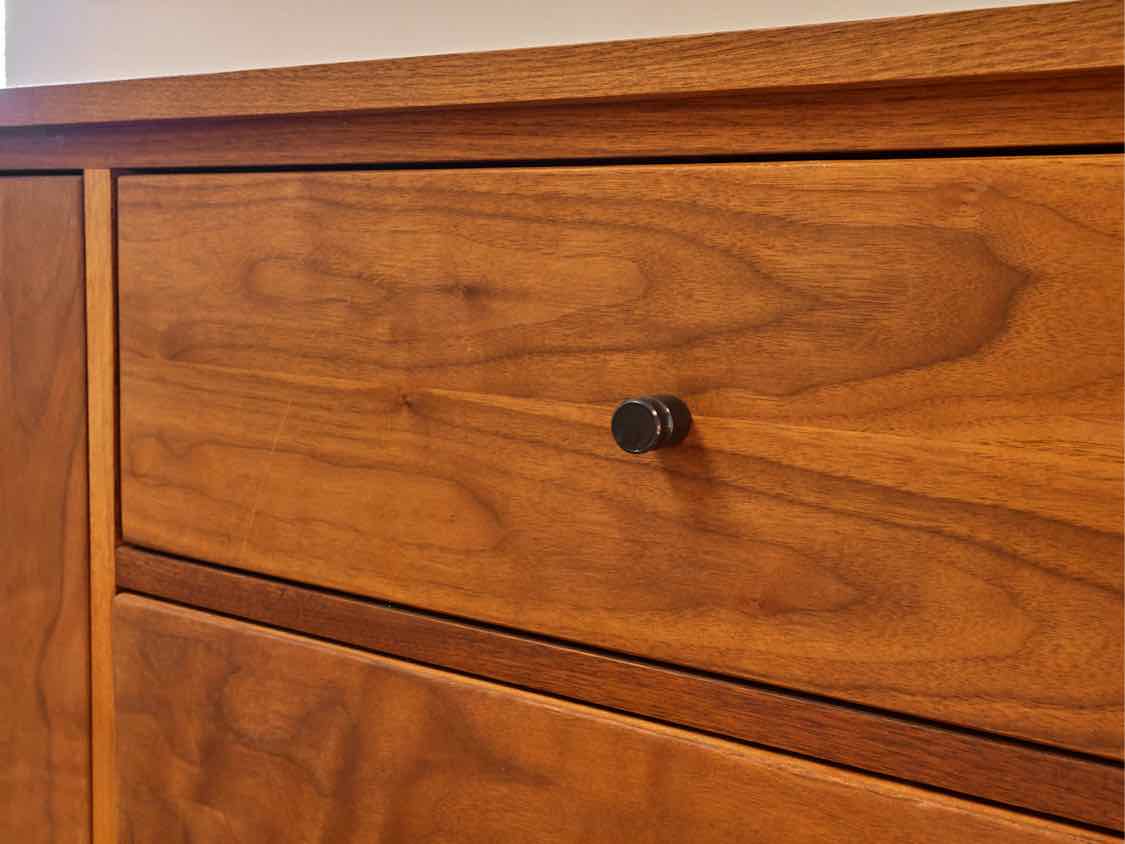 Room & Board Linear Storage Cabinet in Walnut on Natural Steel Frame