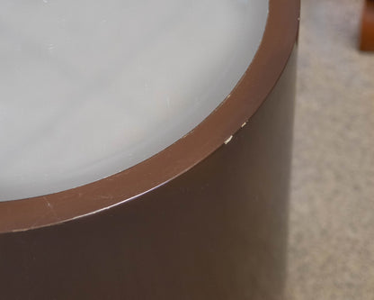 Sleek Cocoa-Finished Round Drum Base Side Table