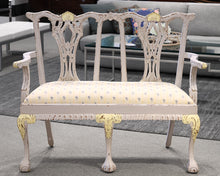 Chippendale White Painted Bench