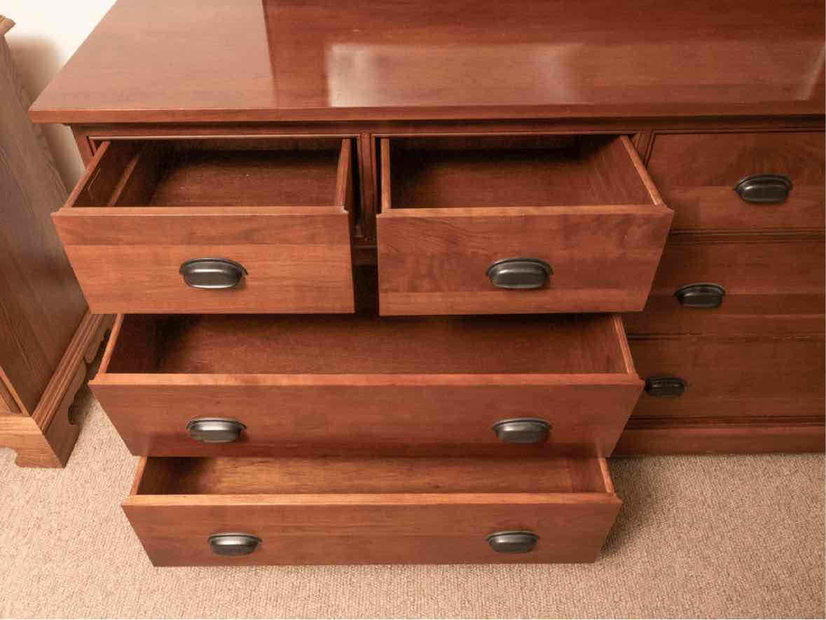 Mission Style Cherry 8 Drawer Dresser with Mirror