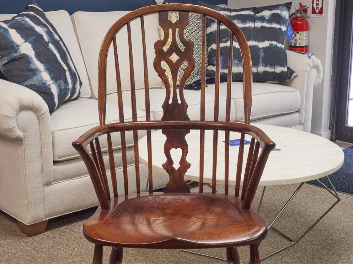 Antique Colonial Solid Oak Arm Chair