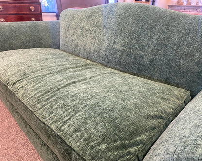 Camel Back Emerald Green Upholstered Sofa