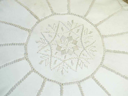 Jonathan Adler White Leather Moroccan Poof