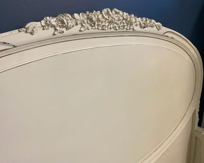 Pair of White French Twin Beds with Curved Footboard