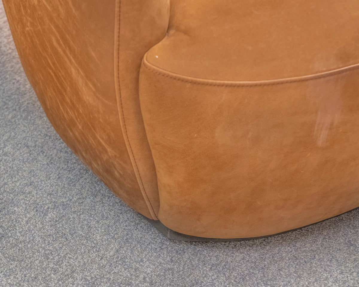 Four Hands Pair of  Swivel 'Julius' Nubuck Cognac Chairs