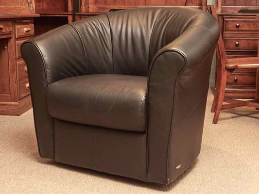 Italsofa Black Bonded Leather Swivel Chair