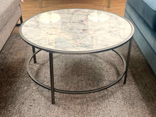 Faux Marble & Silver Round Cocktail Table
