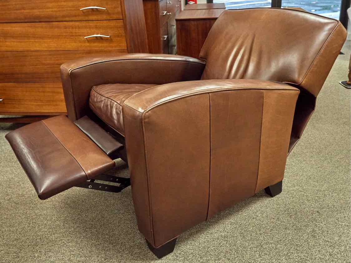 Pair of MG+BW  Saddle Brown Leather Recliners