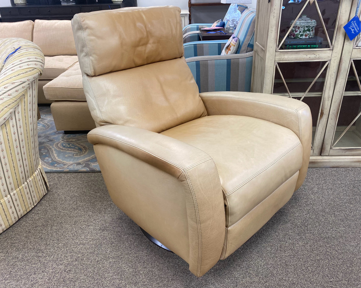 American Leather Sand Colored Leather Recliner/Swivel   Chair