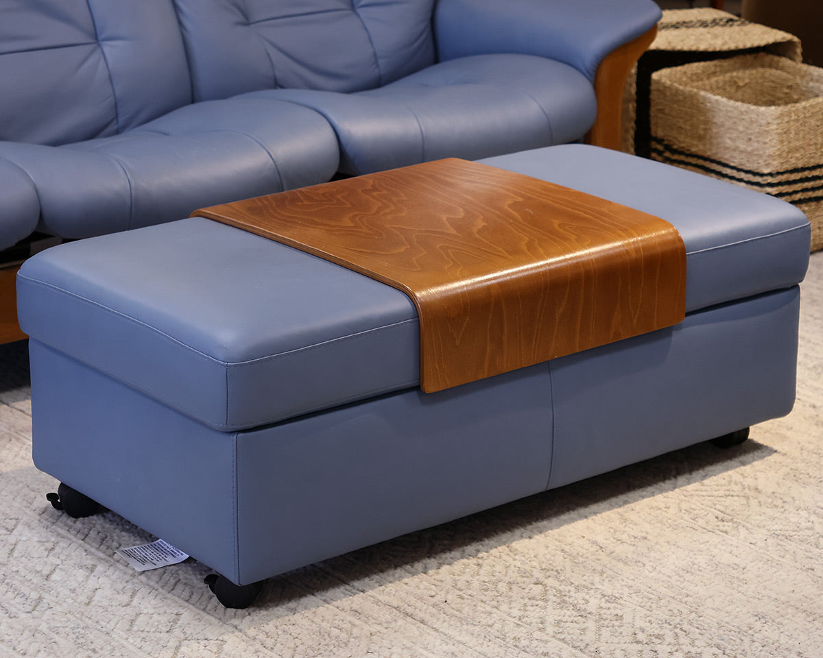 Stressless Paloma Blue Sparrow Sofa and Ottoman