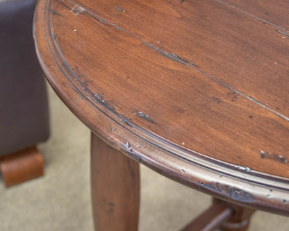 Fremarc English Distressed Round  Wood Side Table