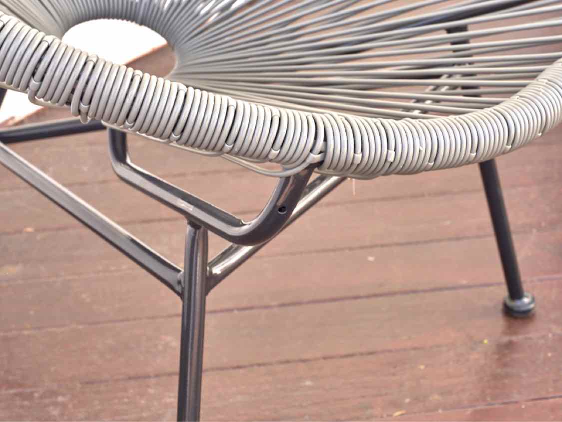 Outdoor3 Piece Plastic String Contemporary Grey Chair Set with Side Table