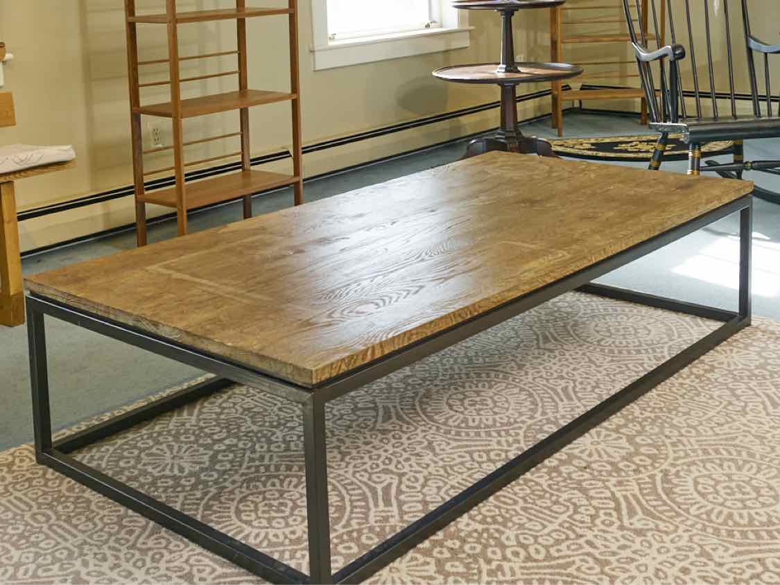 'Bowen' White Oak Cocktail Table with Steel Base