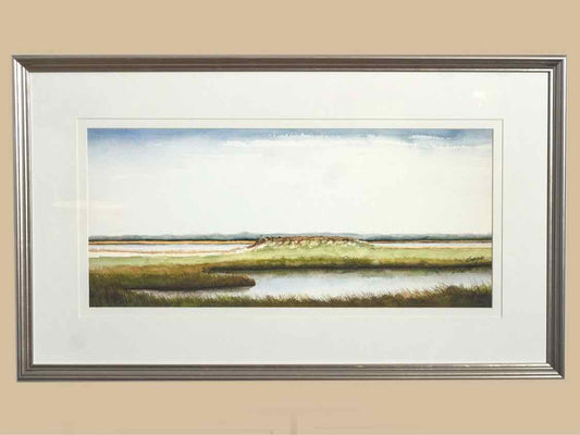 'Marsh Scene II' Watercolor Print In Silver Frame