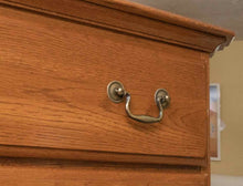 Kincaid Oak 6 Drawer Tall Chest with Brass Hepplewhite Handles