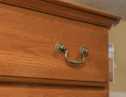 Kincaid Oak 6 Drawer Tall Chest with Brass Hepplewhite Handles