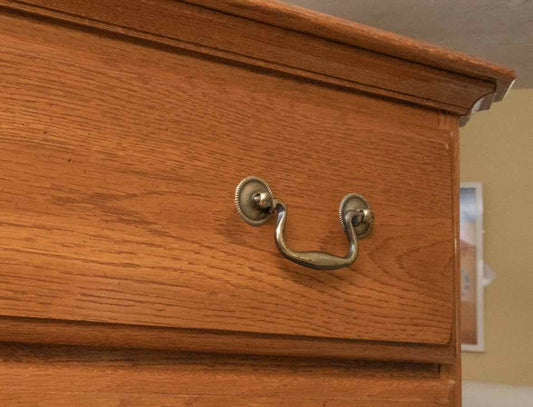 Kincaid Oak 6 Drawer Tall Chest with Brass Hepplewhite Handles