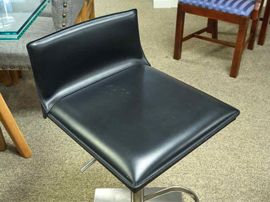 Set of 4 Frag Black Leather & Stainless Steel Adjustable Counter Stools