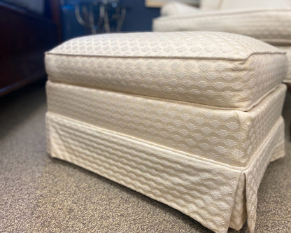 Cream Tone on Tone Print Wing Chair & Ottoman