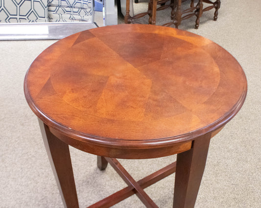 Pair of Round Cherry Stain Side Tables
