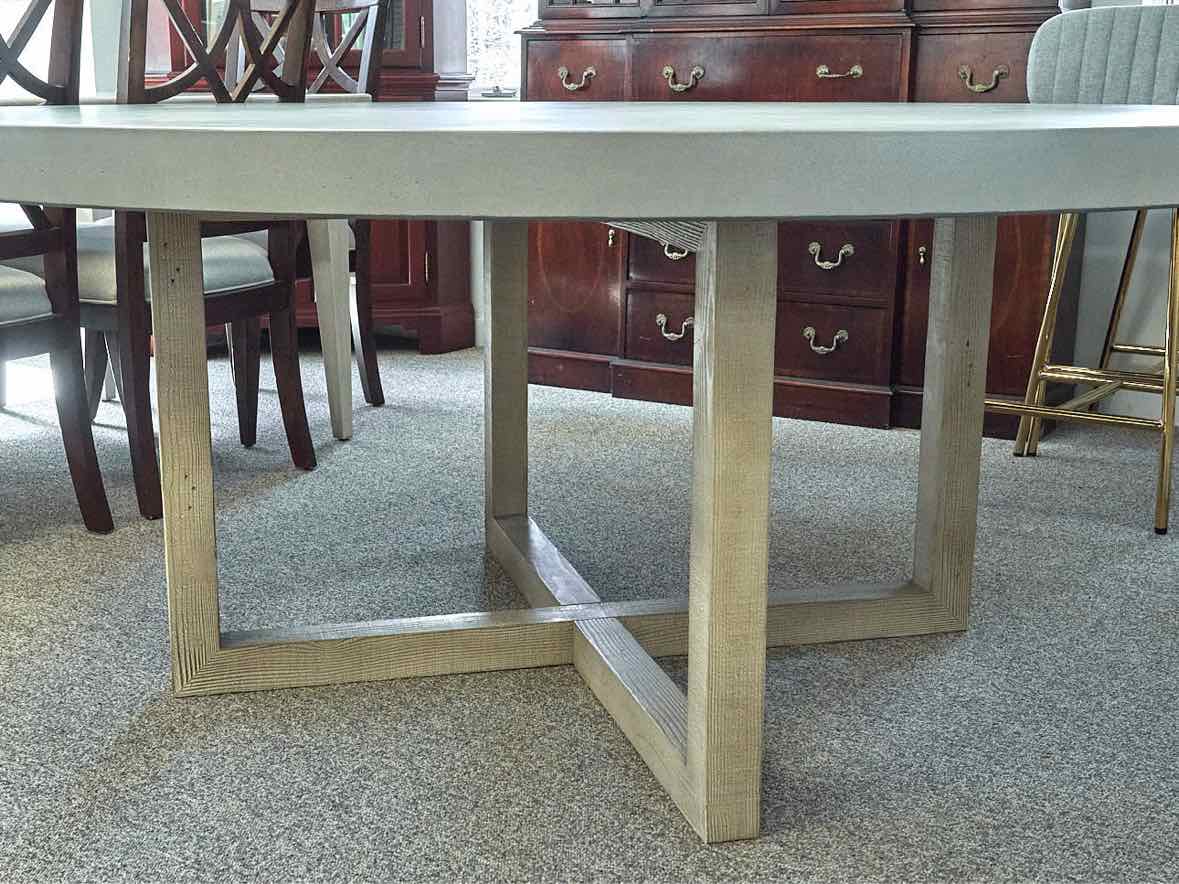 RH  French Country  Beam Grey Concrete & Teak Dining Table