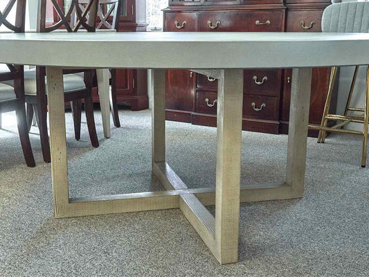 RH  French Country  Beam Grey Concrete & Teak Dining Table