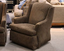 Pair of Jessica Charles Swivel Chairs in Brown Chenille
