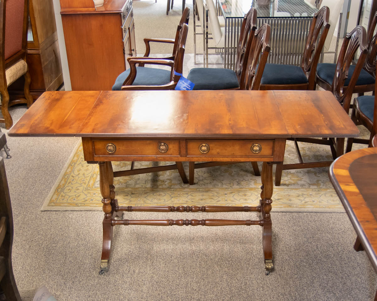 Yew Wood Rgency Style Drop Leaf Sofa Table