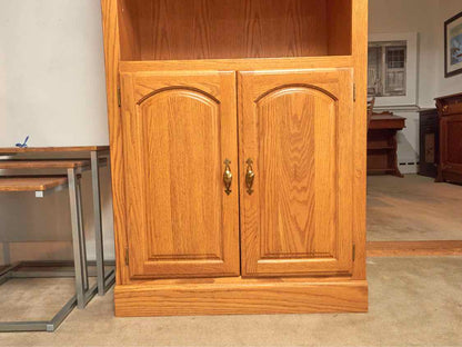 Golden Oak 5 Shelf 2 Raised Panel Doors Bookcase Cabinet