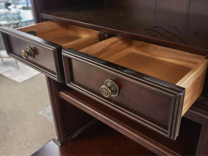Stanley Cherry Two Piece Lighted Bookcase