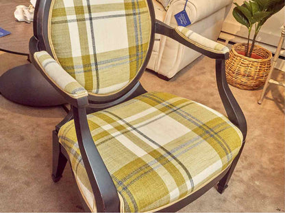 Pair of Ralph Lauren Chairs in Chartreuse Green & Ivory Plaid Upholstery