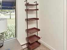 Newberry Walnut 5 Shelf & Metal Leaning  Etagere