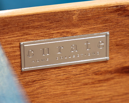 Curate Home Collection Teal Linen Wrapped Accent Table