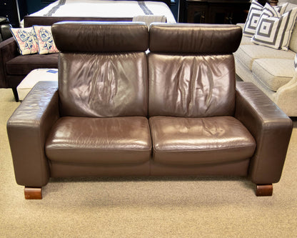 Stressless High Back Reclining Leather Loveseat