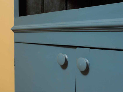 Antique Corner Cabinet in 'Priscilla Blue Finish"with 2 Doors & 3 Shelves