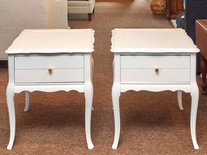 Pair of Side Tables in Arctic White Finish