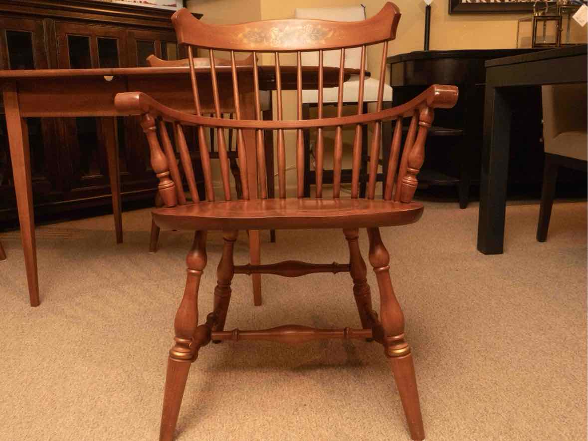 Hitchcock Maple Drop Leaf Table with (2) 14" Leaves & 6 Chair Set