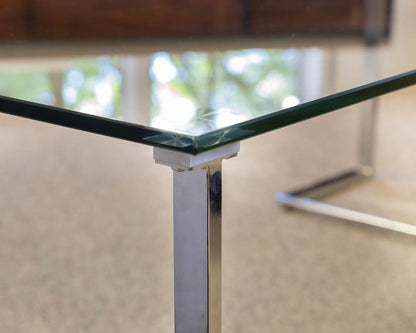 Glass Sleek Coffee Table W/ Chrome Angular Base
