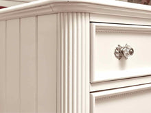 White Finish 6 Drawer Dresser with Beaded Trim Drawers