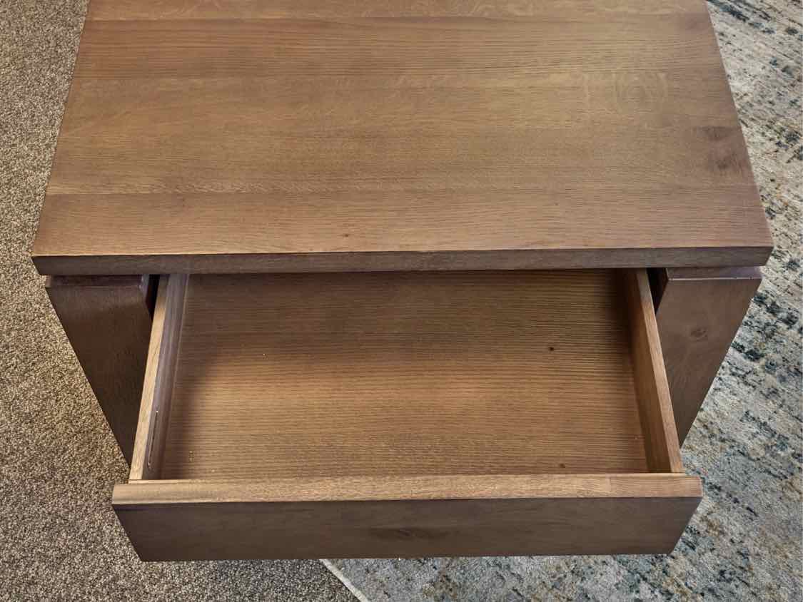 Crate & Barrel Modern Single Drawer Side Table with Lower Shelf