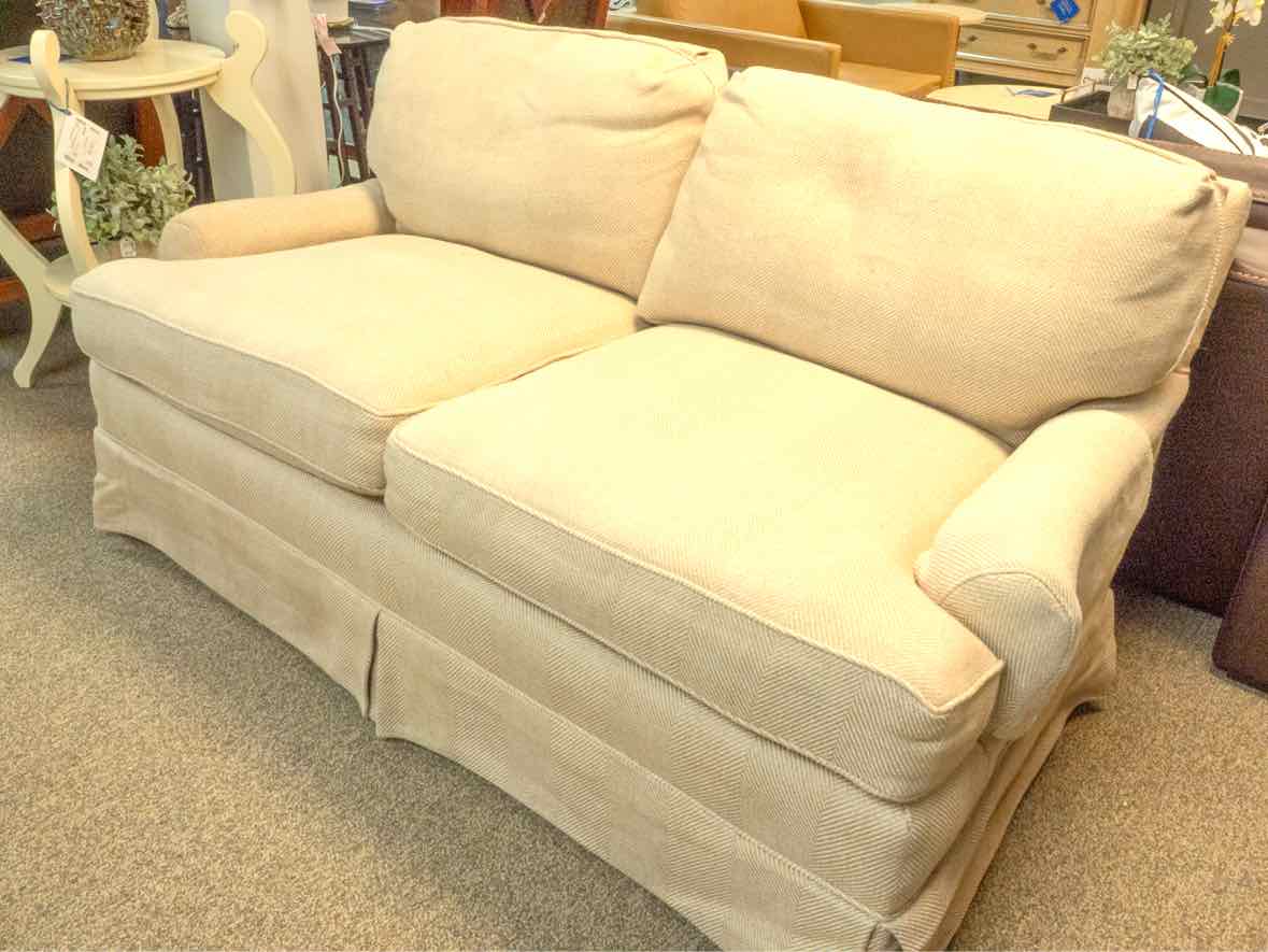 Custom Two Cushion English Roll Arm Loveseat
