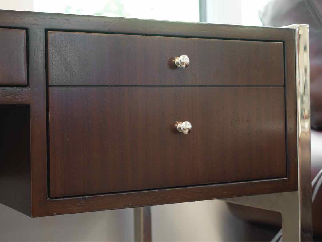 Mitchell Gold Espresso Desk W/ Chrome Base