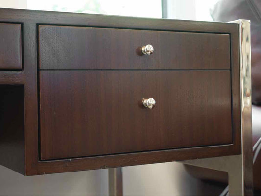 Mitchell Gold Espresso Desk W/ Chrome Base