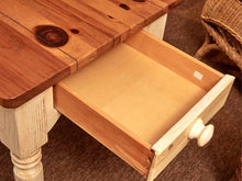 Ethan Allen  Pine Plank Top Cream Finish 1 Drawer Side Table