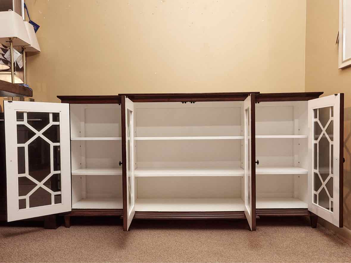 Mahogany 4 Glass Door Sideboard with White Interior