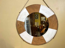 Coastal Natural and White Round Mirror