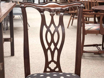 Set of 8 Chippendale Mahogany Dining Chairs with Uphostered Seats