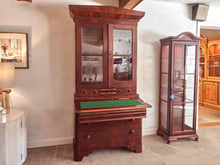 Antique Mahogany 2 Glass Doors 6 Drawers Flip top Service Secretary Desk